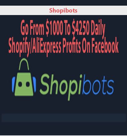 Shopibots – Go From $1000 To $4250 Daily Shopify/AliExpress Profits On Facebook